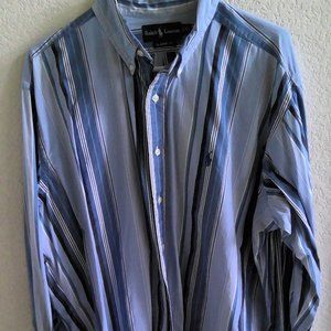Polo Ralph Lauren, blue/white, long sleeve striped button down